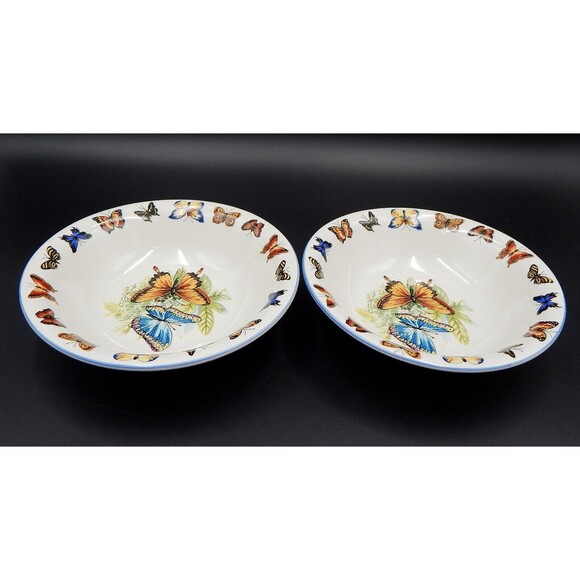 Tabletops Unlimited Butterflies 8-1/2 Inch Soup Pasta Salad Bowl Set of 2 - Picture 2 of 10